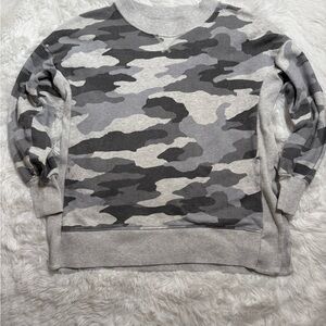 aerie Gray Camo Crewneck Sweatshirt